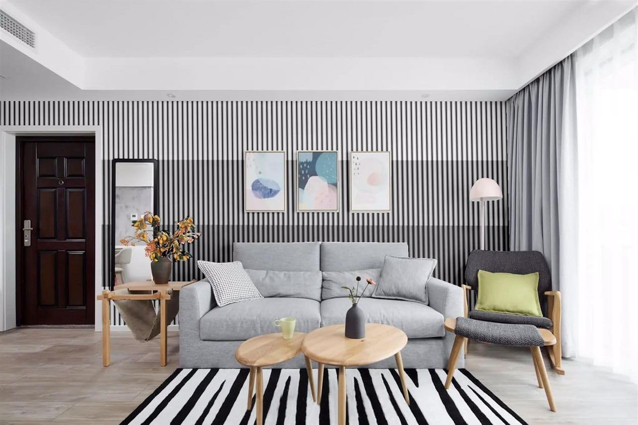 SV COLLECTIONS 200 x 45 CM White Black Lines SELF Adhesive Wallpaper for Hall Living Room Peel and Stick Vinyl Wallpaper - 9 SQFT Approx (B0D7CV69PJ) Amazon Price History, Amazon Price Tracker
