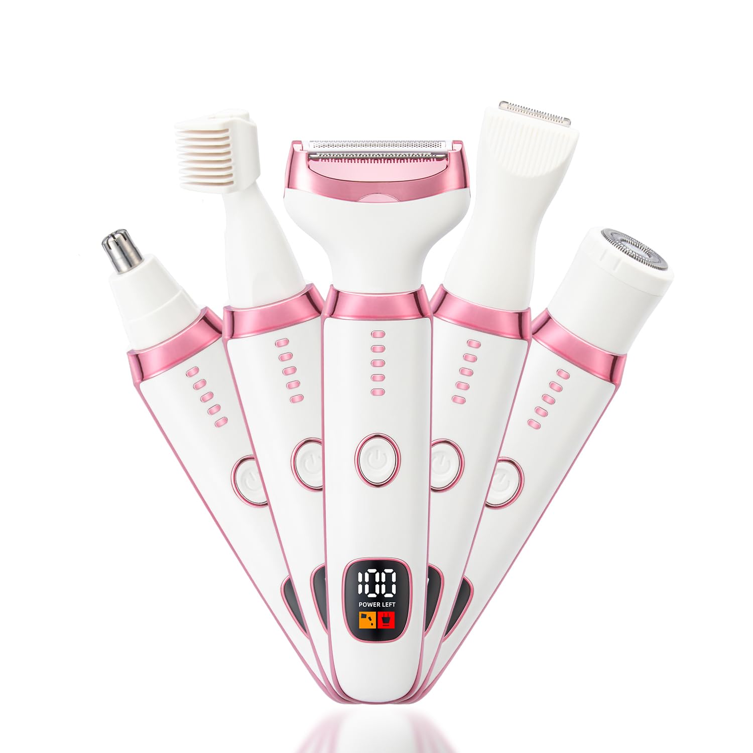 Afeitadora eléctrica 5 en 1 para mujer, recortadora de bikini, afeitadora facial húmeda y seca para cara, nariz, cejas, brazos, axilas, piernas y área pública, depilación facial sin dolor