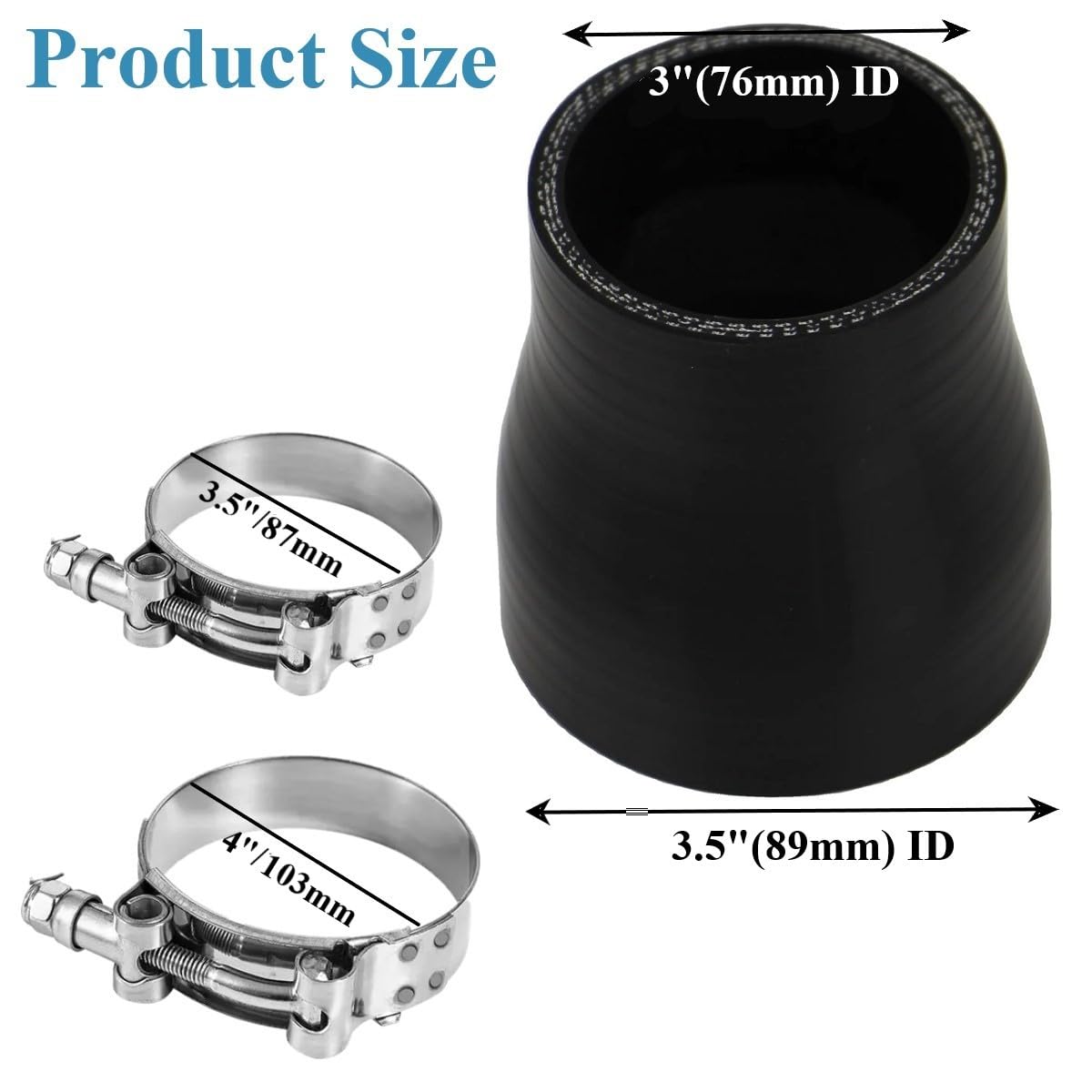 4 In Intercooler Pipe T Bolt Hose Clamp 3.5 X 12 Straight 4-Ply Turbo Intake Intercooler Piping Silicone Coupler Hose 2.5 To 3 Inch Exhaust Adapter 2 In Intercooler Pipe - Foto 11