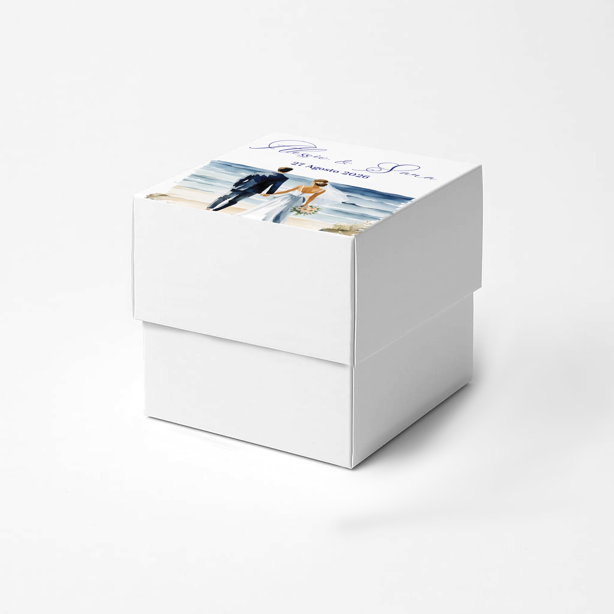 PV Grafik 24 Scatole Confetti Matrimonio Personalizzate | Kit Bomboniere Matrimonio Fai da Te con Bigliettini Confetti Personalizzati | Scatoline Portaconfetti Promessa e Anniversario(RittaM28)