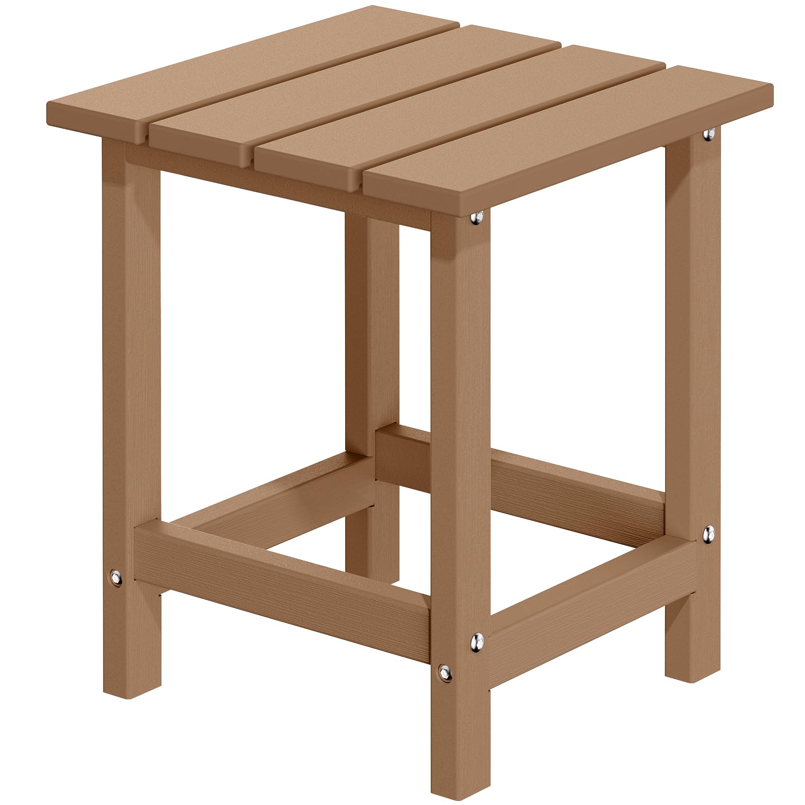 MUCHENGHY Adirondack Outdoor Side Table, 14.7" Patio Side Table Weather Resistant, HDPE Outdoor End Tables for Patio, Teak