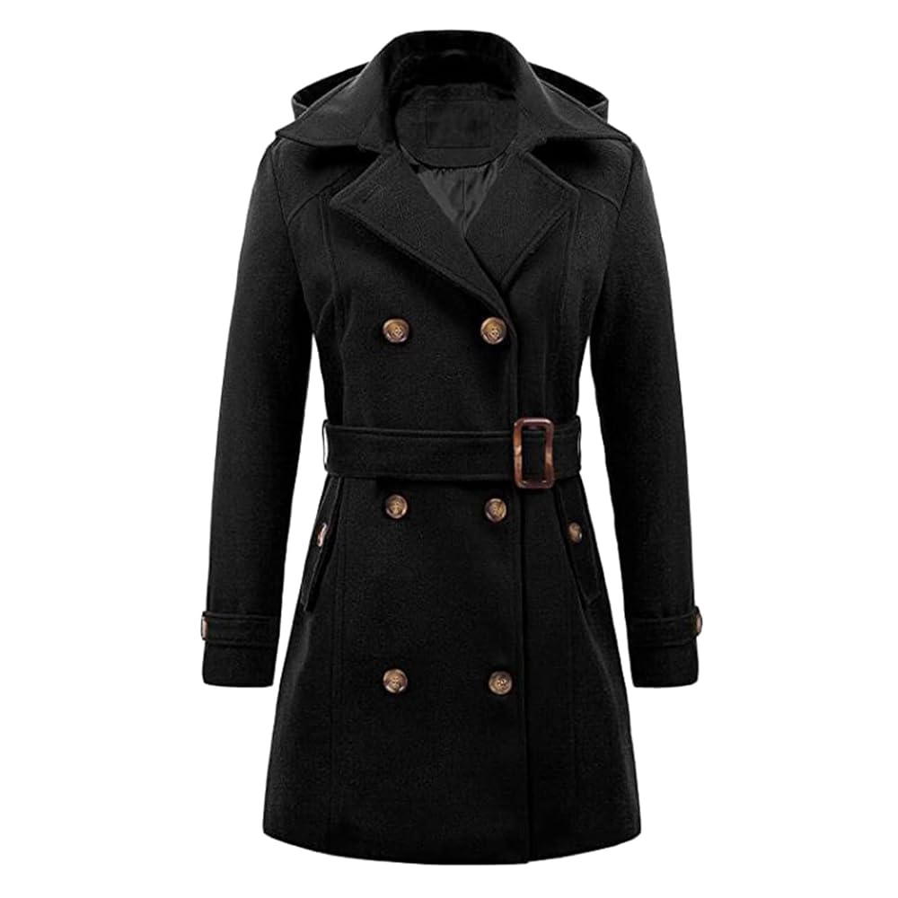 Damen Wintermantel Aus Wollmischung - Eleganter Trenchcoat Mit Reverskragen