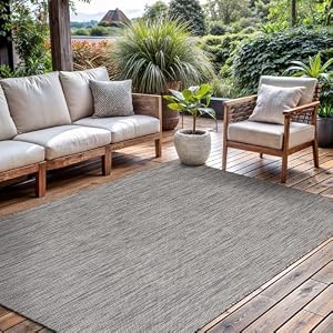 CAMILSON Outdoor Rug 6×9 Modern Area Rugs for Indoor and Outdoor Patios and Porches – Waterproof, Washable, Non-Shedding, Easy-to-Clean Outside Carpet (6 x 9, Solid – Silver Gray)
