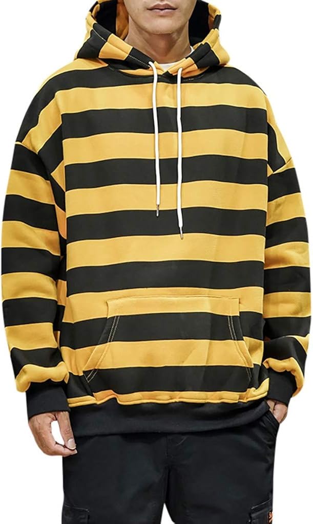 GREFER-Mens Fashion Striped Crew Neck 