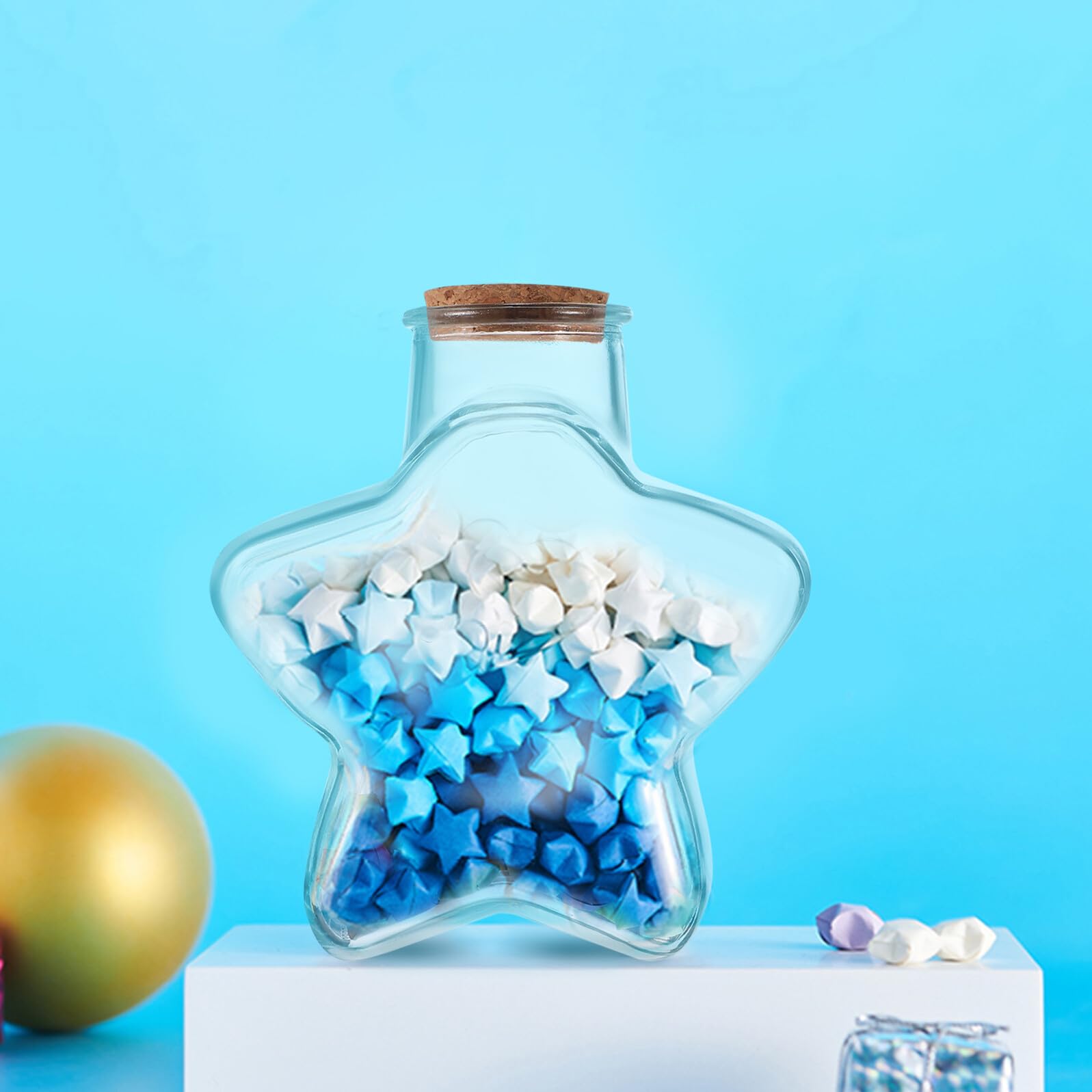 Origami Sternpapierstreifen Satz mit Glasflasche und Korken für Kreative Selbstgemacht Projekte und Babyparty Dekorationen Buntes Papier Bastelset