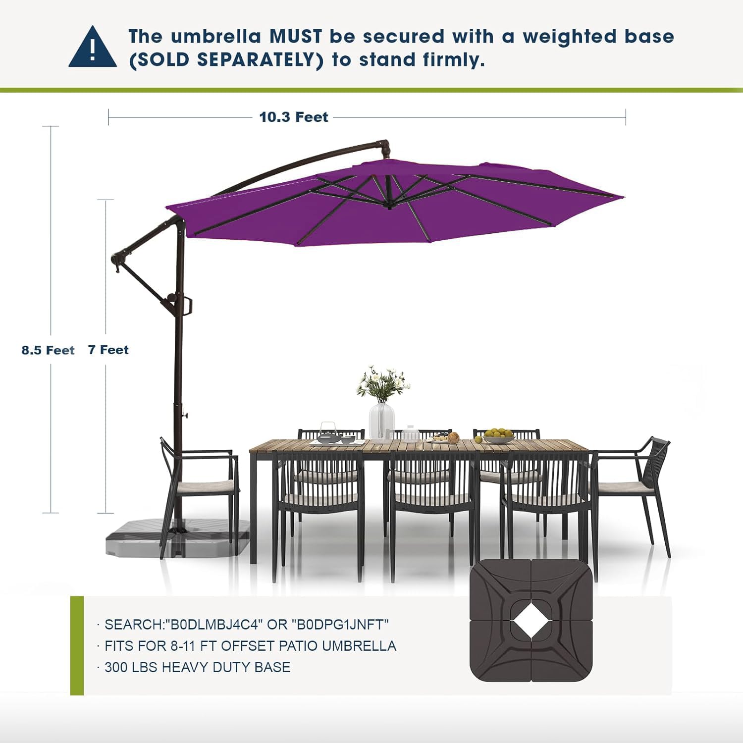 Sekey Sonnenschirm Ø300cm Groß Garten Terrasse Ampelschirm mit Eisen Mast, 200g PU-Beschichtung, 500h Farbechtheit, Schweres Gestänge für Café Balkon