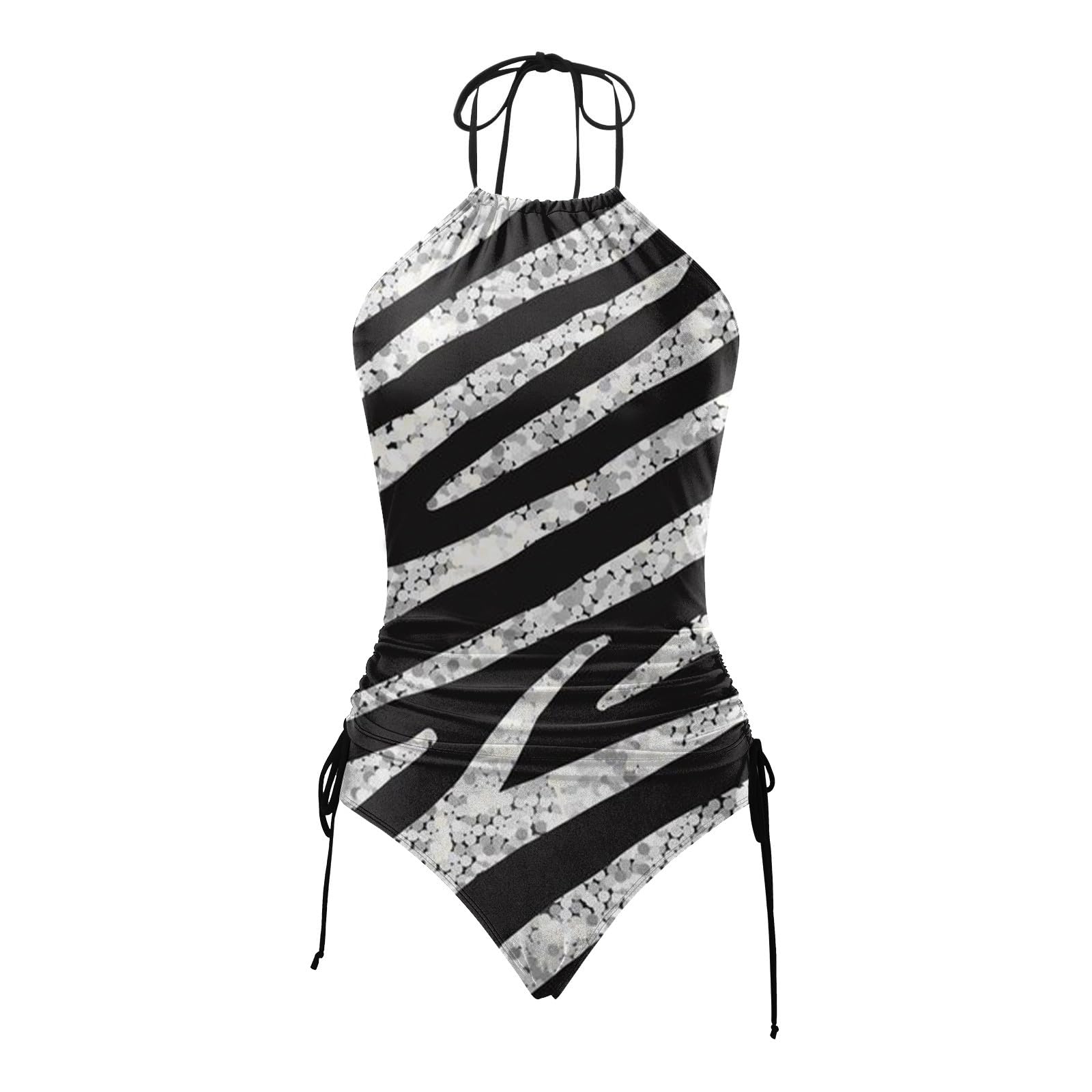 Bikini Dla Kobiet Dwuczęściowy Nieregularny Strój Kąpielowy W Paski Z Nadrukiem Zestaw Kostiumów Kąpielowych Tankini, Gorący Róż, S
