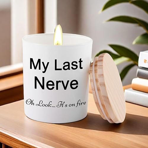 Miniatura 2 de Velas de regalo para mujer, divertidas y únicas velas con texto en inglés "My Last Nerve", para el Día de la Madre, Navidad, regalo de cumpleaños