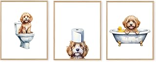 Boat Wades Cavapoo Bathroom Unframed Wall Art Prints,Funny Dog Bathroom Posters & Prints For Kids Bathroom Toilet Home Hou...