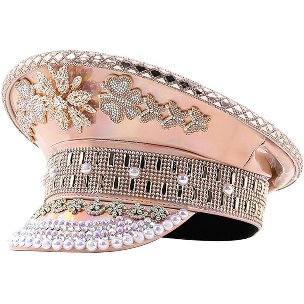 Casquette de sergent cool pour fête et chapeau plat pailleté femmes
