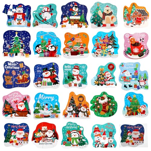 Syhood 48 Pcs Christmas Puzzle for Kids Xmas Party Favors