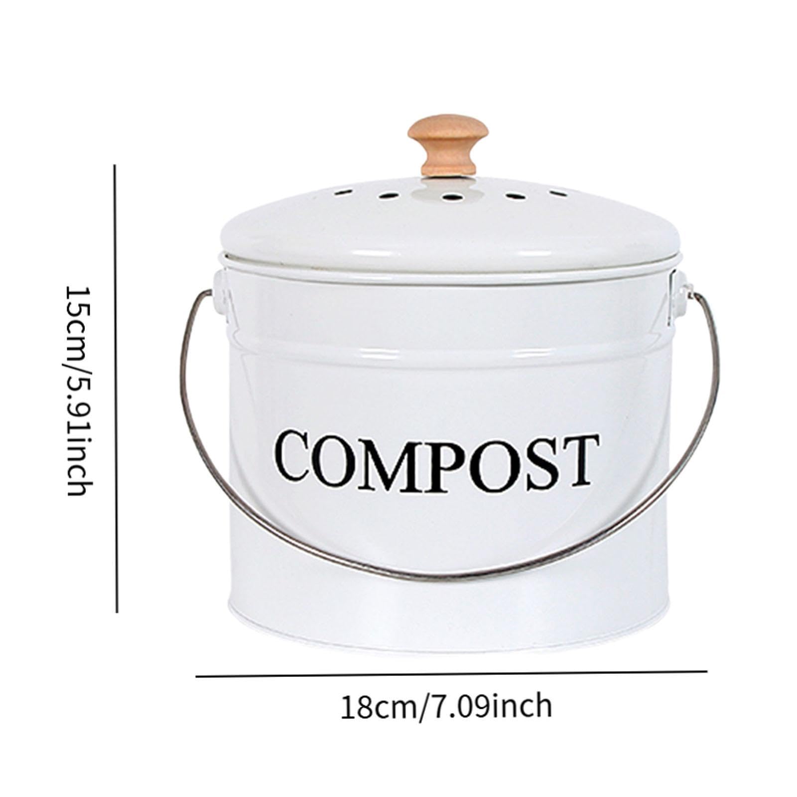 Compost de Cuisine, Seau Facile à Nettoyer pour Le Recyclage Des Déchets, Filtre Intégré et Comptoir, Blanc