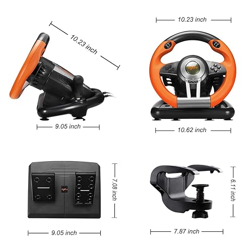Miniatura 7 de PXN V3IIBK PC Racing Wheel Game Steering Wheel , Used - Like New Driving Wheel Volante PC 180 Degree Racing with Pedal for Windows PC, PS3, PS4,