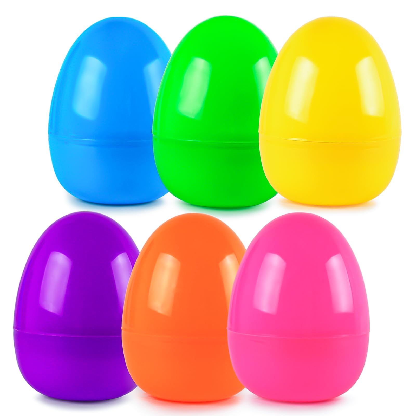 ROSAUI 3.7” Easter Eggs, Set of 24 | Colorful Empty Plastic Eggs | Candy Gift Containers | Easter Basket Decor