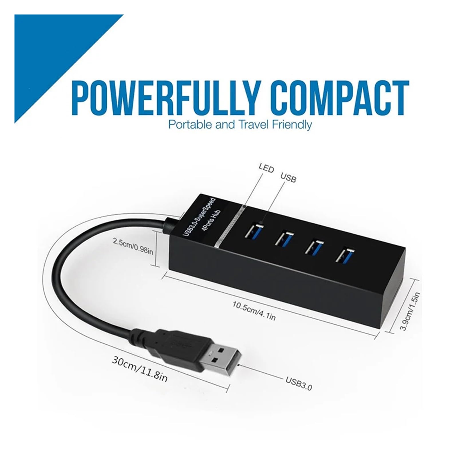 USB Multi 3.0 4 Port Do Komputera PC Akcesoria Laptopów Hub OTG Adapter Splitter MożLiwość Szybkiego łAdowania(Black HUB 3.0)