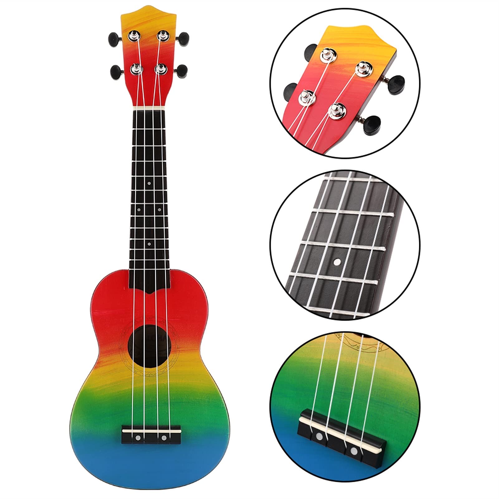Ukulele 21 Pollici Ukulele in Legno 4 Corde Chitarra Portatile 21 '' Chitarra Chitarra Mini Chitarre per Principianti Regalo per Bambini Concerto Ukulele