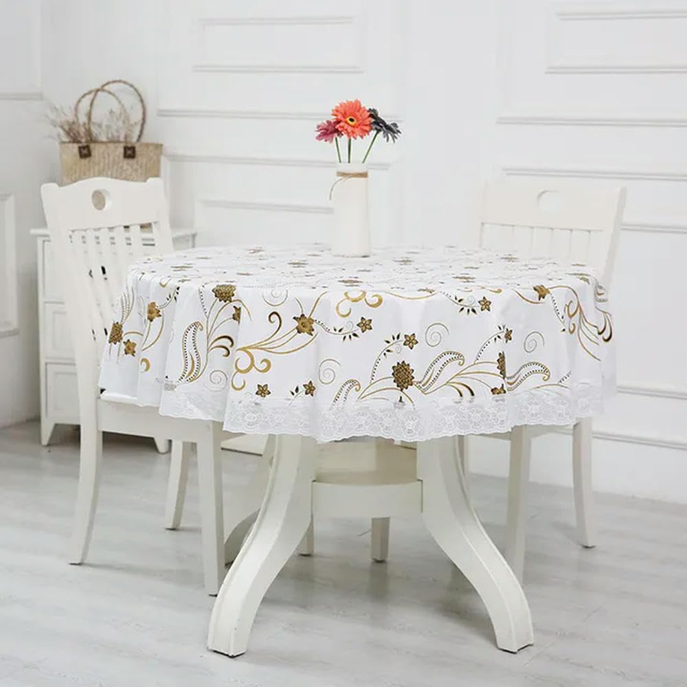XHBYW 137-200cm PVC Hotel Waterproof and Oil Proof Large Round Tablecloth Hotel Plastic Round Table Cloth Wash Free and Scald Proof Table Cloth