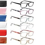 Kerecsen 6-Pack Reading Glasses Blue Light Blocking,Spring Hinge Readers for Men Women,Computer Eyeglasses (6 Mix Color-7, 3.50, x)