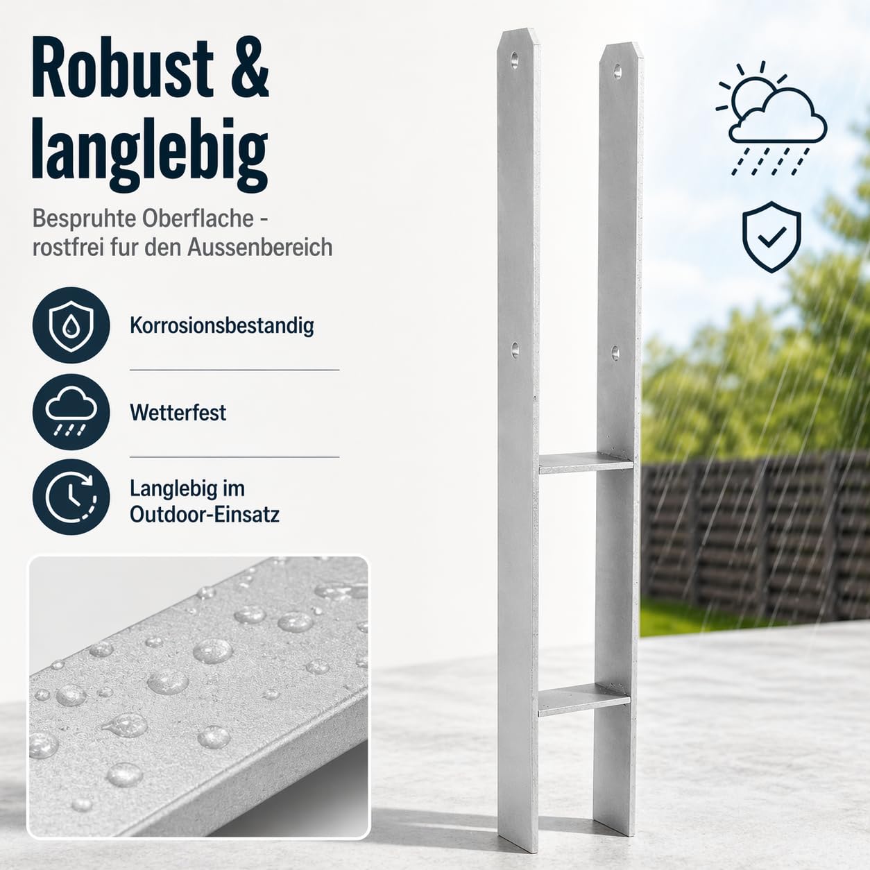 𝐉𝐚𝐱𝐠𝐮𝐨𝐦 H-Pfostenanker 6er Set, H-Prostenträger 121mm aus Stahl für Zaun und Gewächshaus, 600mm Länge, 5mm Materialstärke