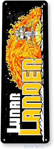 Miniatura 3 de Tinworld Letrero de estaño Lunar Lander Arcade Shop Sala de juegos Marquesina Decoración de metal Retro Consola A481