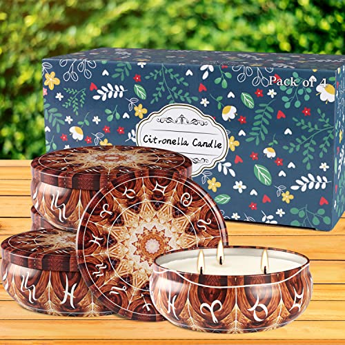 Citronella Candles Outdoor And Indoor ，4 Packs 13.5Oz，Large 3-Wick Candles For Yard Patio Garden Deck #TOP7