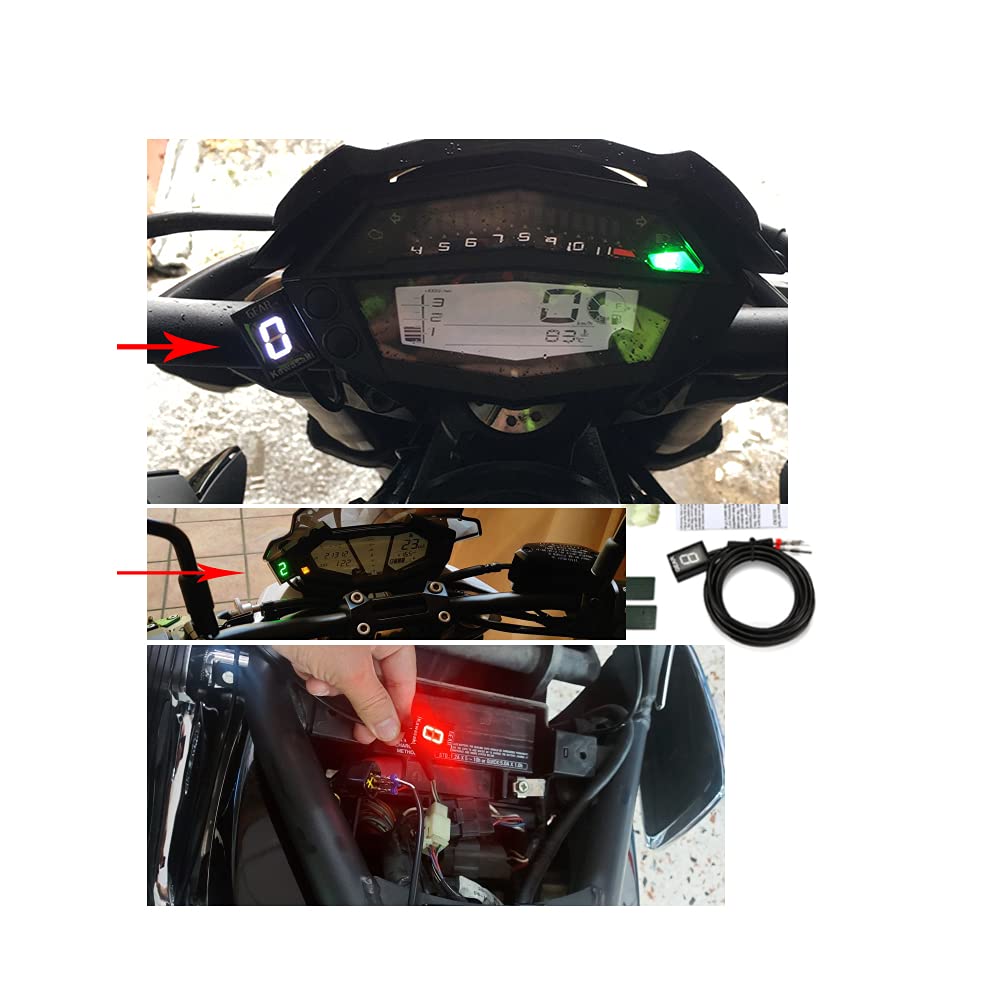 Ganganzeige Motorrad für Kawasaki Plug&Play LED Anzeige Display Wasserdichte (Grün)