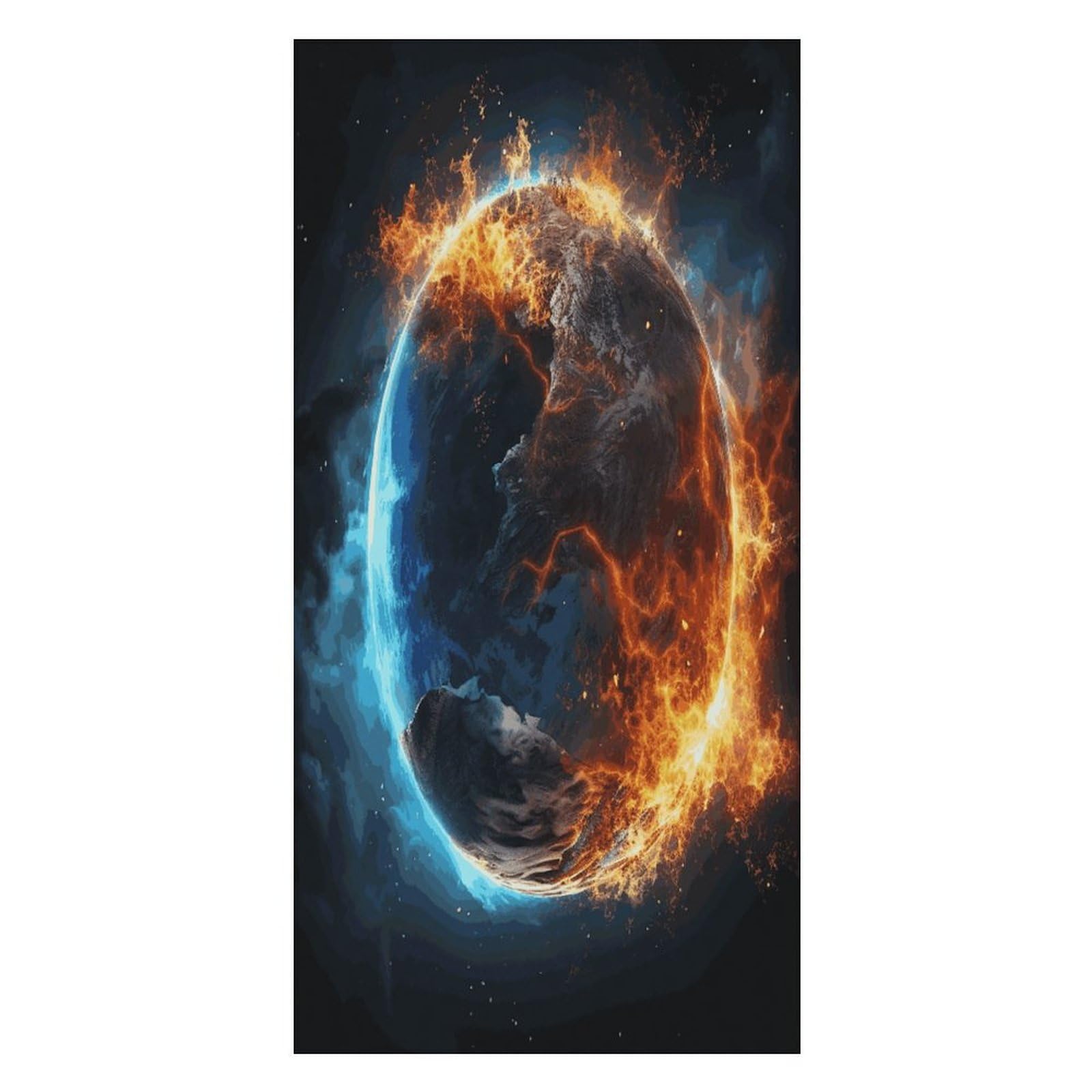 JTREHY Planet Ice and Fire Beach Towel Extremely Soft Oversized Towels Lightweight Sports Absorbent Bath Towel Suitable 160"x80" for Swimming Camping Beach