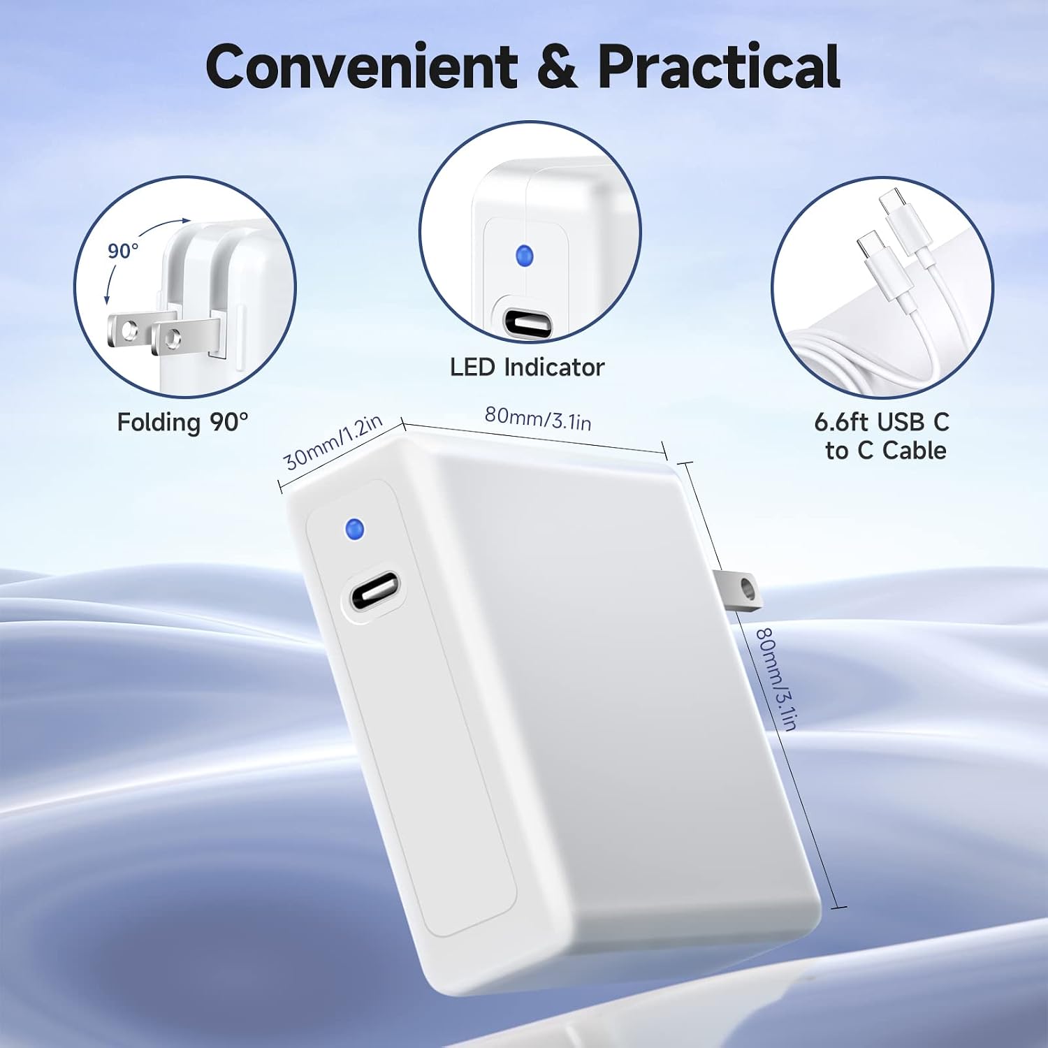 【Upgrade】105W USB C Charger for MacBook Pro, Replacement Laptop Adapter for Macbook Pro 16, 15, 14, 13 Inch 2021/2020/2019/2018,MacBook Air 13", iPhone 14/14 Pro Max All USB C Device,6.6ft Type C Cord