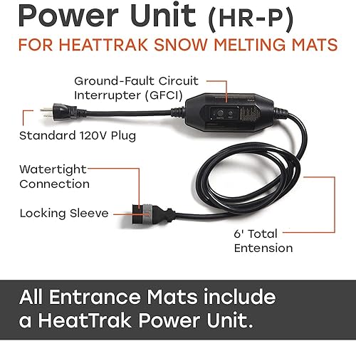 Vista 5 de HeatTrak Alfombrillas térmicas para derretir la nieve para entradas (40 x 60 pulgadas), antideslizante, tapete eléctrico para quitar nieve y hielo