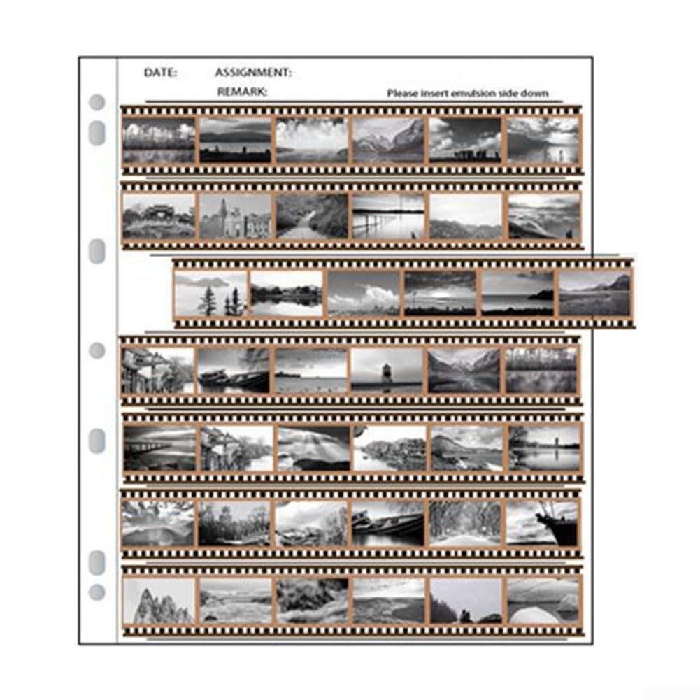 50 piezas de páginas de archivo negativo, conservadores de diapositivas de película de color blanco y negro sin ácidos para páginas, almacenamiento de archivos para páginas para carpetas de anillos
