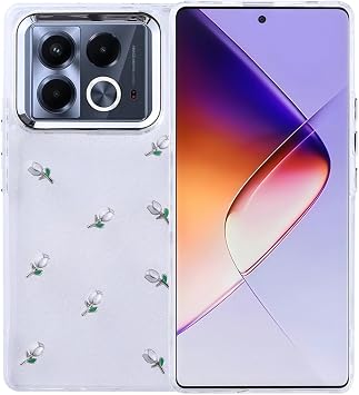 Infinix Note 40 Pro Uyumlu Airbag Tasar ml  Simli  effaf Desenli Kapak K l f, Lale