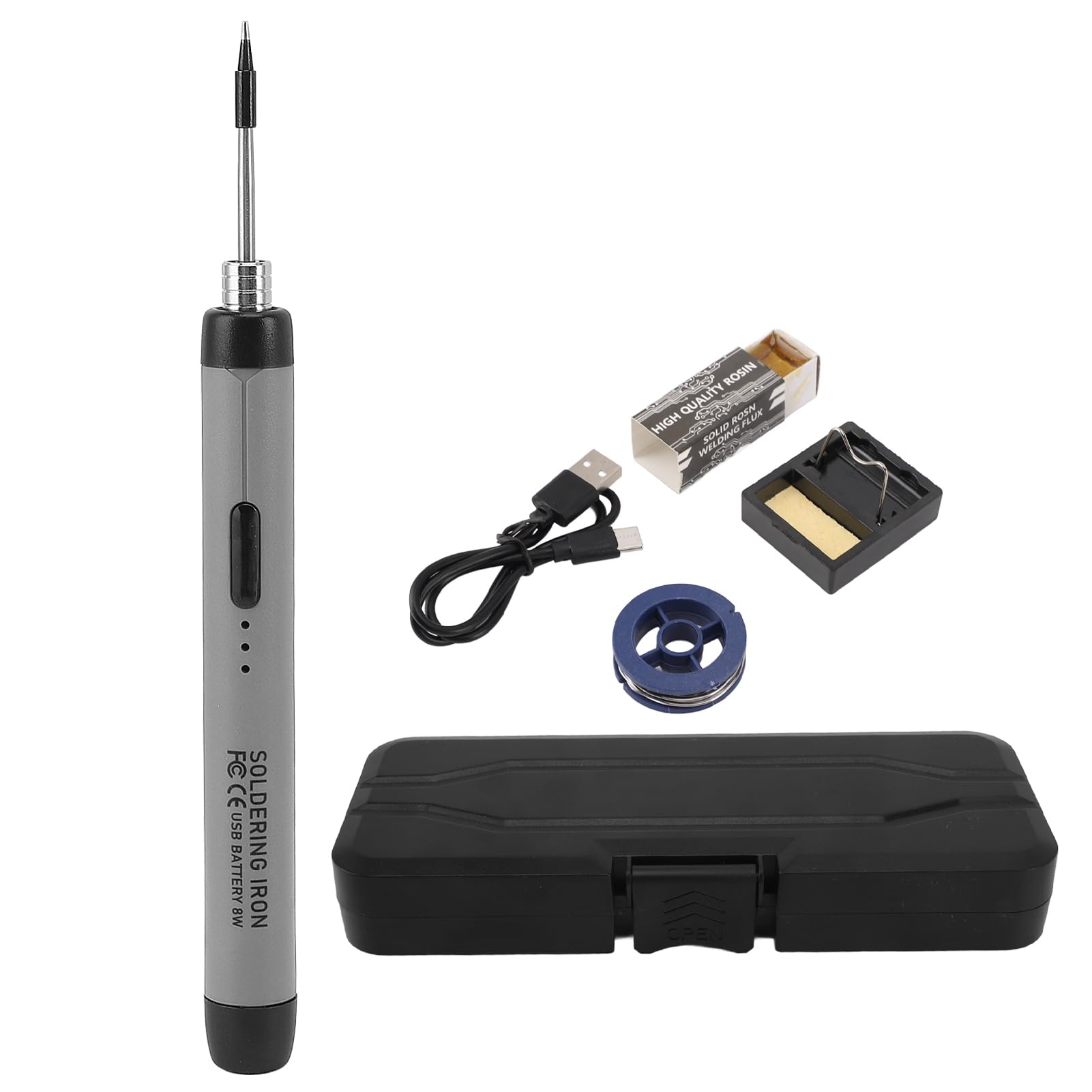 TOOLSGO Soldering Iron Welding Tools with Iron Tips with Touch Sensor 800mAh USB Charging Rustproof Portable Soldering Iron Kit for DIY Welding Metal Electric Repairs (Gray)
