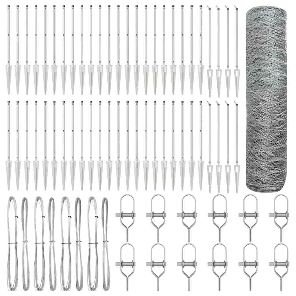 Steel Fence Post Silver 100 x 0.6 m 36 mm Mesh Outdoor Garden Security Barrier Weather Resistant Corrosion Proof Easy Assembly for Terrace Yard Enclosure