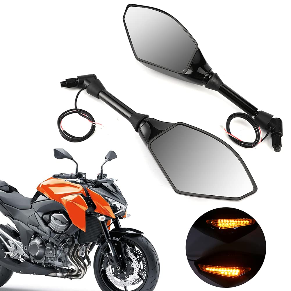 Motocyklowe kierunkowskazy LED Boczne lusterka wsteczne Para pasuje do Hondy - Montaż lusterka wstecznego z gwintem 10 mm 0,4 cala do motocykli Rowery i pojazdy elektryczne - (Czarny)