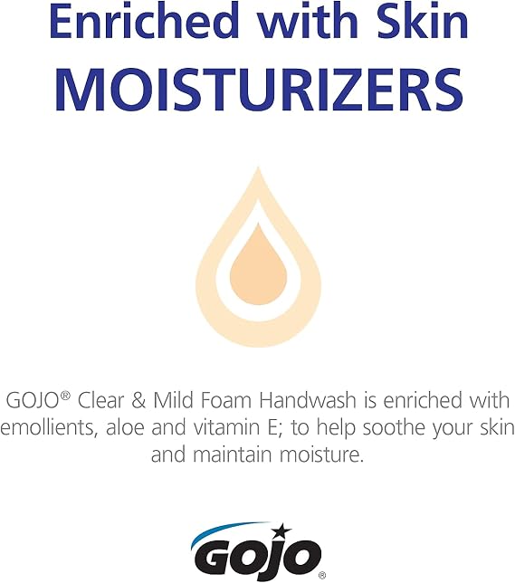 GOJO 871104 Clear & Mild Foam Hand Wash Refill, Unscented, 23.7 fl oz 700 ml, Clear, 4/Carton