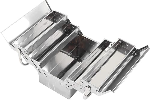 Miniatura 4 de SUNGOOYUE Tool Box 3 Tier 5 Tray Folding Stainless Steel Tool Chest, Cantilever Reinforcement for Auto Maintenance and Household Organization (460)