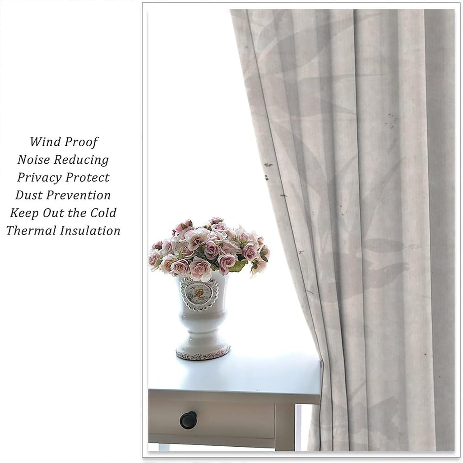 Chinese Ink and Wash Bamboo Curtain Quiet Elegant and Rustic Natural Plant Printed Rod Pocket Blackout Curtains for Bedroom Living Room Decor 42" W X 54" L