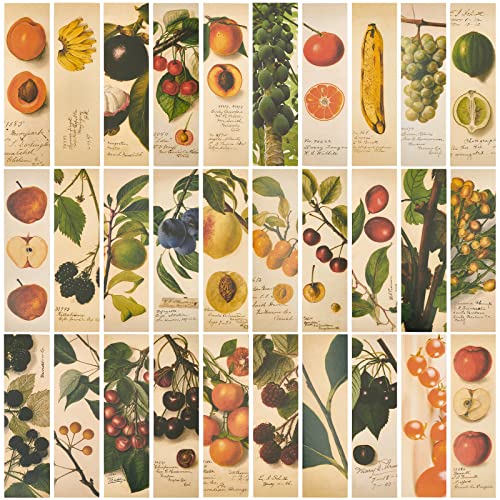 GORGECRAFT 1 Box 30PCS Bookmarks Aesthetic Fruit Bookmarks Awesome Fruit of The Spirit Vintage Style Clip in Page Marker for Women Men Book Lovers Book Club Classroom Gift