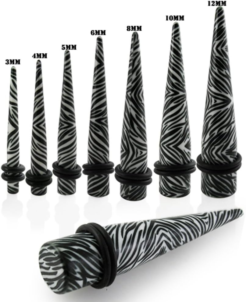 Zebra Pattern UV Acrylic Straight Tapers - Expander - Stretching - Gauge Ear Plug Body Piercing Jewelry