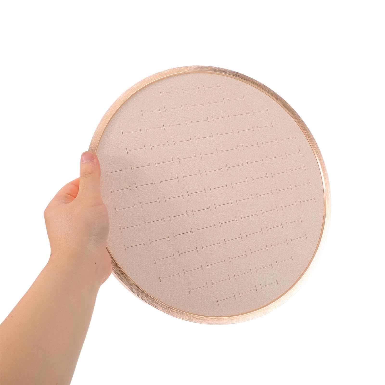 Bandeja redonda para joyas: organizador de pendientes con 68 ranuras, bandeja para exhibir collares de 29,6 cm (11,65'') - Plato decorativo para guardar anillos, collares, llaves y