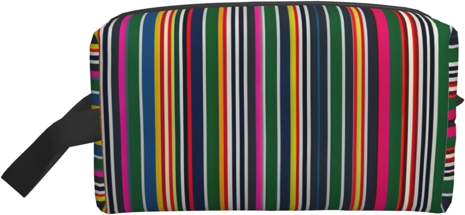 Colorful Stripes Print Travel Toiletry Organizer Bag, Cosmetic & Storage Pouch For Travel And Daily Use Colorful Stripes Print Travel Toiletry Organizer Bag, Cosmetic & Storage Pouch For Travel And Daily Use