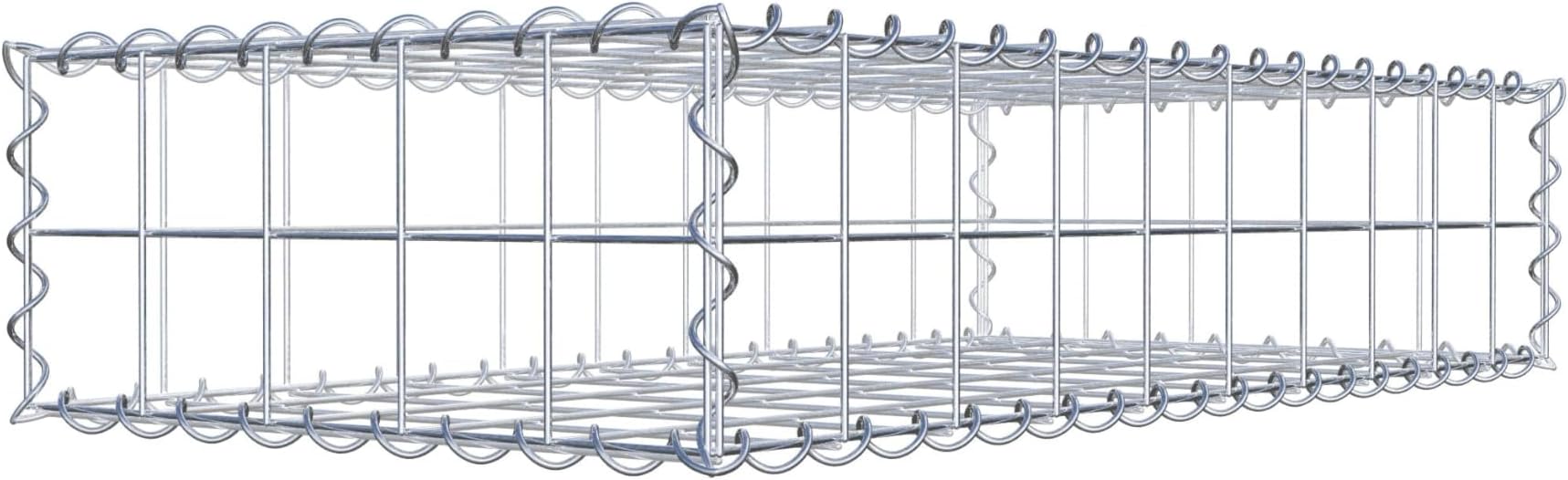 GABIONA Stone basket gabion square, mesh size 10 x 10 cm, depth 50 cm, spiral closure, galvanised (100 x 20 x 50 cm).