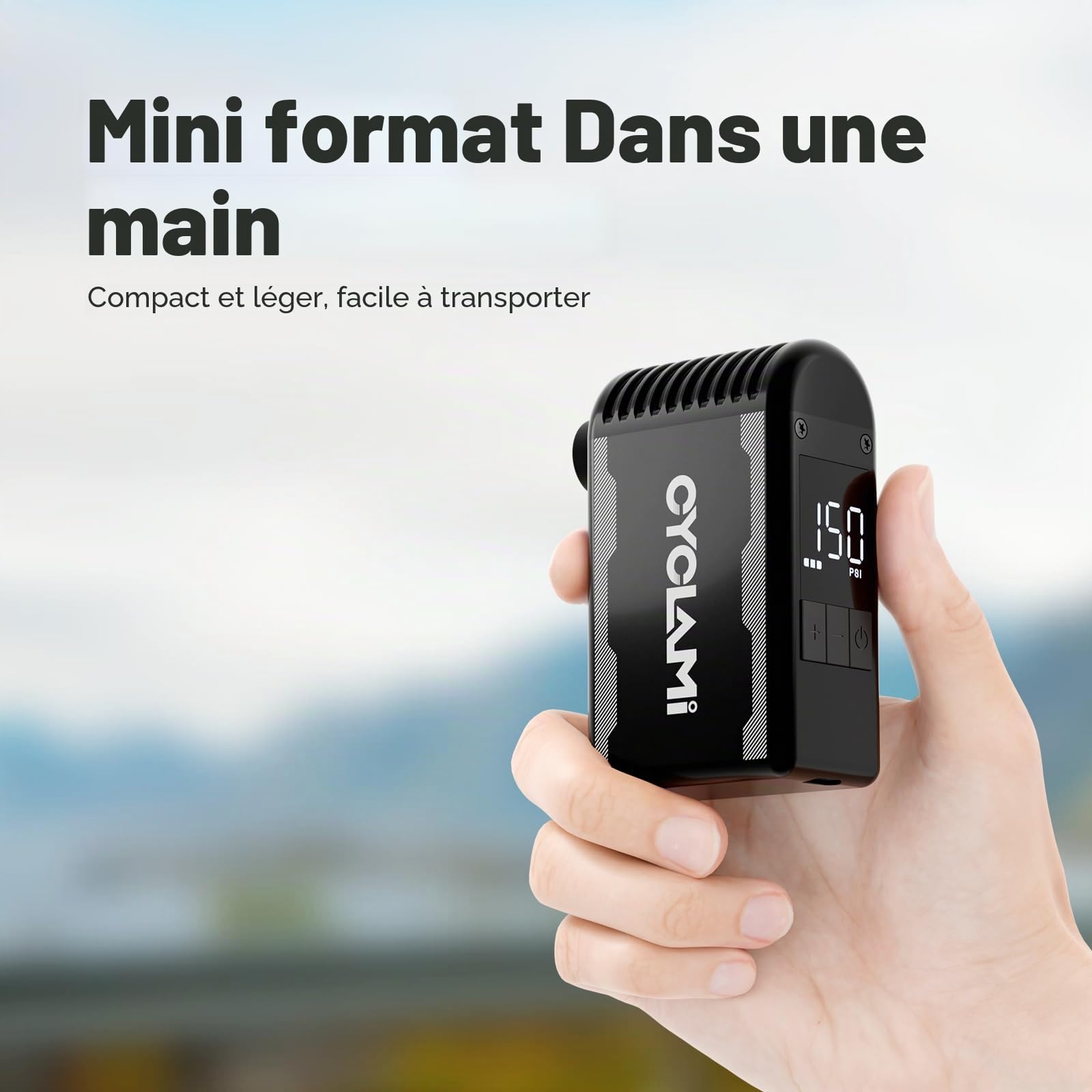 A2MAX Pompe à Vélo Electrique Mini Pompe Velo Portable avec Manomètre Numérique Max 150 PSI arrêt Automatique pour Tous Les vélos pour Valve Schrader et Presta