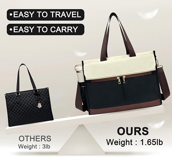 PASMAN Lunch Bag for Women, 15.6 Laptop Tote with Insulated Lunch Box Compartment for Nurse, Teacher Work Office Outdoor
