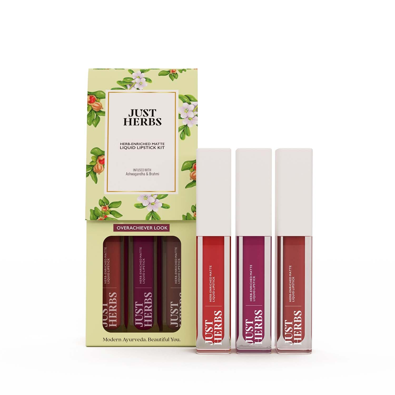Just Herbs Herb Enriched Matte Liquid Lipstick | Set of 3 | Liquid Lipstick for Women | Overachiever Look | Hydrating & Lightweight | Ashwagandha & Brahmi-picture-40
