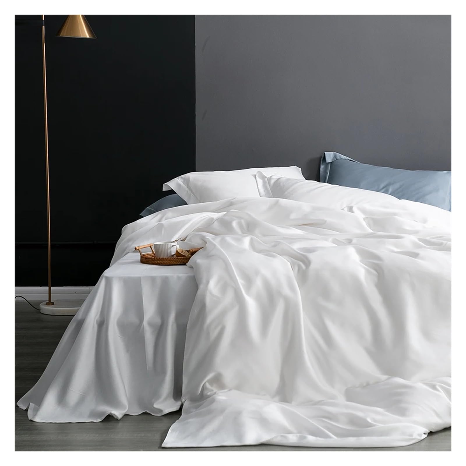 Parure de lit 100% soie naturelle haut de gamme avec housse de couette