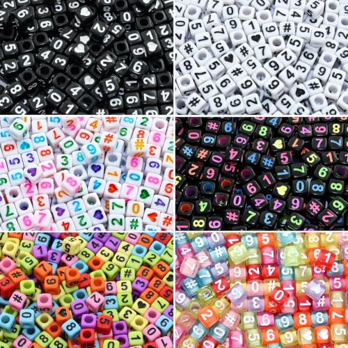 Image of Looconi 600pcs Number Beads 6 Colors Acrylic Square 6x6mm Number Beads Each Color 100pcs
