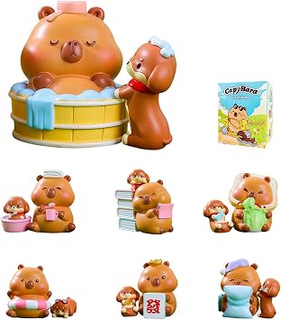Capybara and Dachshund Friends Series Blind Box Figures, Random Design Action Figures Collectible Toys for Birthday Gift, Home Decorations, Single Box