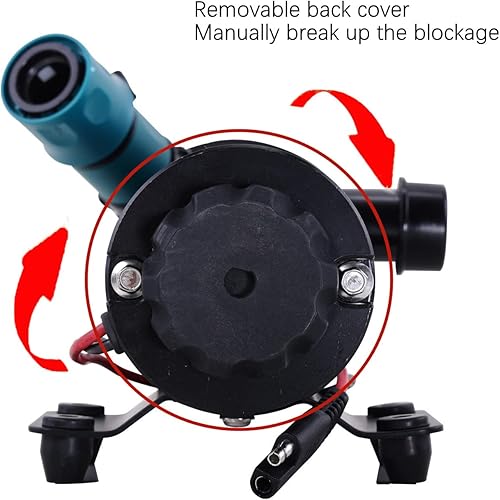 Miniatura 8 de Bomba maceradora portátil RV de 12 V, AUHO 12 GPM, bomba de residuos RV con puerto de descarga de manguera de jardín, bomba de aguas residuales,