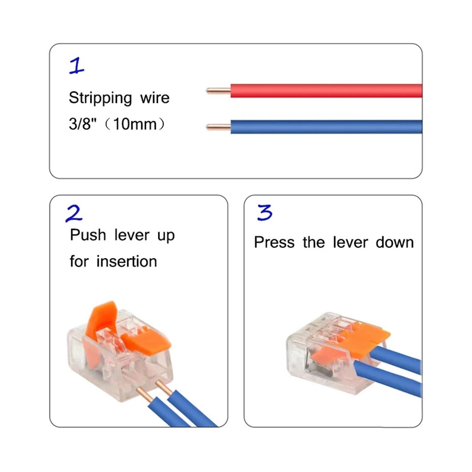 zhuguiming Morsetto for cavi elettrici con leva elettrica da 100 pezzi, mini morsetto elettrico rapido a pressione, connettore for morsetti di illuminazione(100pcs)